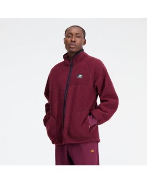 New Balance Uomo Athletics Polar Fleece Full Zip - Rosso