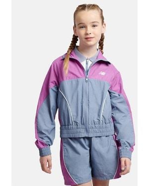 New Balance Mädchen Panelled Woven Track Jacket - Blau
