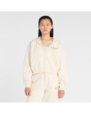 New Balance Linear Heritage Fleece Full Zip - Natural