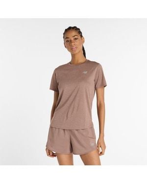 New Balance Mujer Athletics T-Shirt, Poly Knit, Talla - Marrón