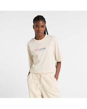 New Balance Center Multi Color Cropped T-Shirt - Natural