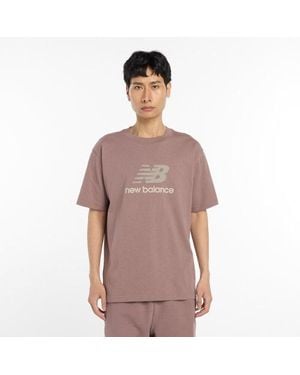 New Balance Hombre Athletics Logo T-Shirt En, Algodón, Talla - Marrón