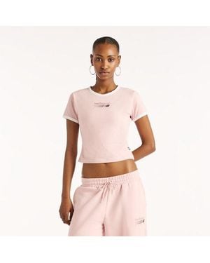 New Balance Trackside Ringer T-Shirt - Pink