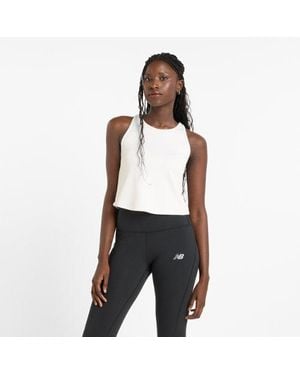 New Balance Donna Novelty Rib Tank, Maglia Di Poliestere, Taglia - Bianco
