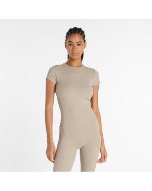 New Balance Ribbed Fitted T-Shirt - Natural