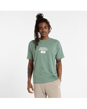 New Balance Uomo Heritage Graphic T-Shirt, Cotone, Taglia - Verde