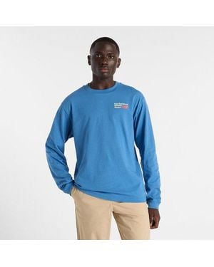 New Balance Athletics Premium Back Logo Long Sleeve Shirt - Blue