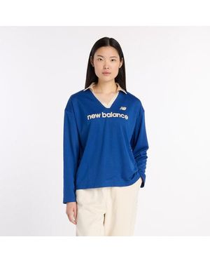 New Balance Donna Mesh Jersey Long Sleeve - Blu