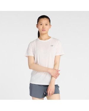 New Balance Donna Sport Essentials Heathertech T-Shirt - Bianco