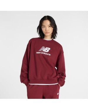 New Balance Sport Essentials French Terry Logo Crew - Red