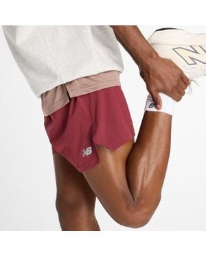 New Balance Homme Rc Short 5" En, Polytissé, Taille - Rouge