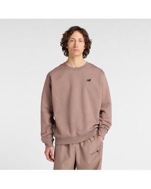 New Balance Hombre Linear Graphic Fleece Crew En, Algodón, Talla - Marrón