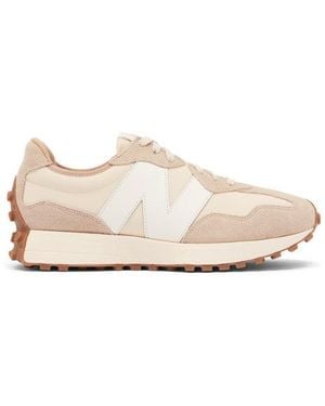 New Balance 327 In Brown/white/beige Suede/mesh - Pink