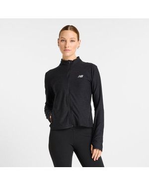 New Balance Mujer Space Dye Full Zip En, Poly Knit, Talla - Negro