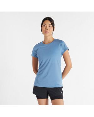 New Balance Donna Core Run Short Sleeve, Maglia Di Poliestere, Taglia - Blu