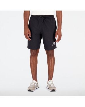 New Balance Pantaloncini essentials stacked logo french terry in nero - Blu
