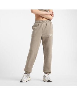 New Balance Donna Linear Fleece Jogger, Cotone, Taglia - Marrone