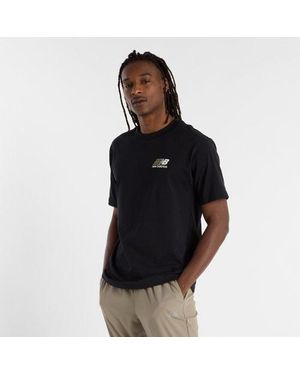 New Balance Neues Gleichgewicht T Shirt Athletics Multi -Farb -Logo - Schwarz