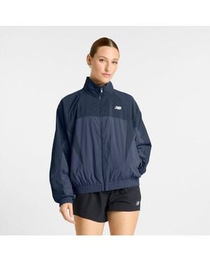 New Balance Color Blocked Woven Jacket in White | Lyst