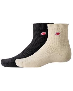 New Balance Waffle Knit Ankle Socks 2 Pack En, Cotton, Talla - Negro