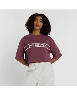 New Balance Donna Athletics Linear Logo T-Shirt - Viola