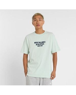 New Balance Uomo Varsity Graphic T-Shirt, Cotone, Taglia - Bianco