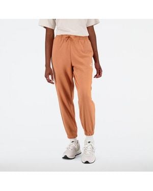 New Balance Femme Pantalons Essentials Reimagined Archive French Terry Pant En, Coton, Taille - Marron
