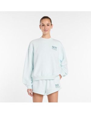 New Balance Damen Reimagined Fleece Crew - Blau