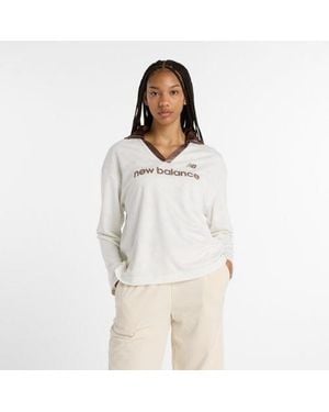New Balance Donna Mesh Jersey Long Sleeve - Bianco