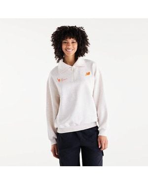 New Balance Nyc Marathon Trackside Fleece Half Zip Shirt - White