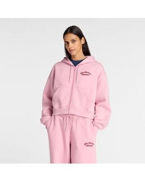 New Balance Linear Heritage Fleece Full Zip - Pink