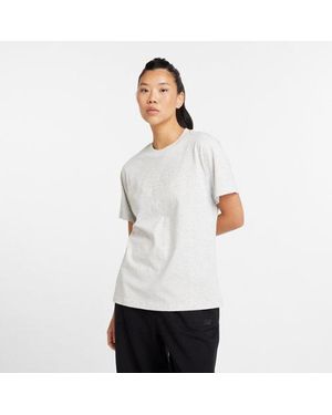 New Balance Donna Embossed Logo Jersey T-Shirt, Jersey Di Cotone, Taglia - Bianco