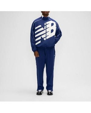 New Balance Uomo Basketball Oversized Print Woven Jacket - Blu