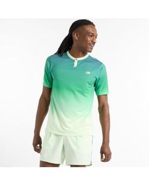 New Balance Uomo Printed Tournament Top, Maglia Di Poliestere, Taglia - Verde