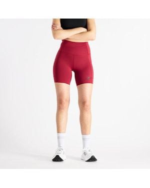 New Balance Mujer Rc Elite Storage Short 6" En, Poly Knit, Talla - Rojo
