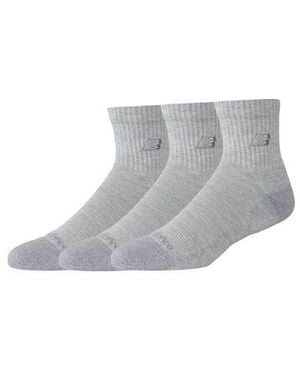 New Balance Active Premium Qtr 3 Pack Socks 3 Pack - Grey