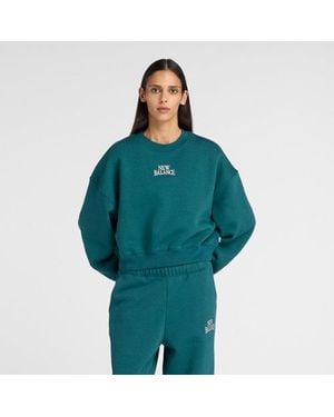 New Balance Damen Trackside Fleece Crew - Grün