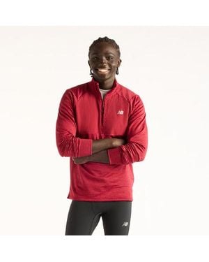 New Balance Rc Essential Heat Grid 1/2 Zip - Red