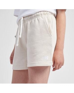 New Balance Girls French Terry Small Logo Short - White