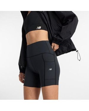 New Balance Rbc Brooklyn Half Nb Sleek Pocket High Rise Short 6" - Black