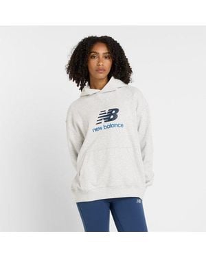 New Balance Athletics French Terry Logo Hoodie - White