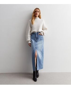 New Look Denim Split Hem Maxi Skirt - Blue