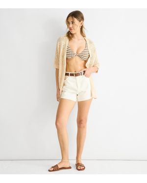 Gini London Stone Crochet Knit Cardigan New Look - White