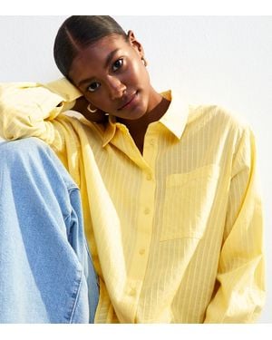 New Look Bright Cotton Stripe Print Long Sleeve Shirt - Metallic