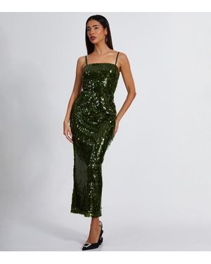Quiz Sequin Midaxi Dress New Look - Green