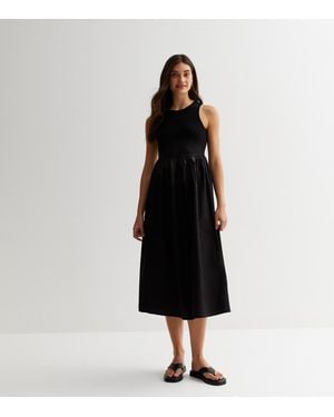 New Look Poplin Racer Back Midi Dress - Black