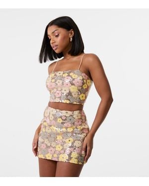 Pink Vanilla Multicoloured Daisy Sequin Top New Look