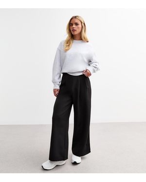 New Look Petite Pleated Wide Leg Tailored Trousers - White