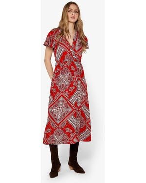 Apricot Scarf Print Midaxi Dress New Look - Red