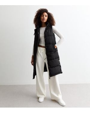 New Look Hooded Longline Puffer Gilet - White